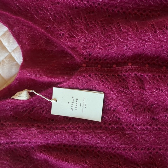 NWT Sezane Gilet Lison - Framboise jumper sweater low back with buttons - Picture 8 of 12